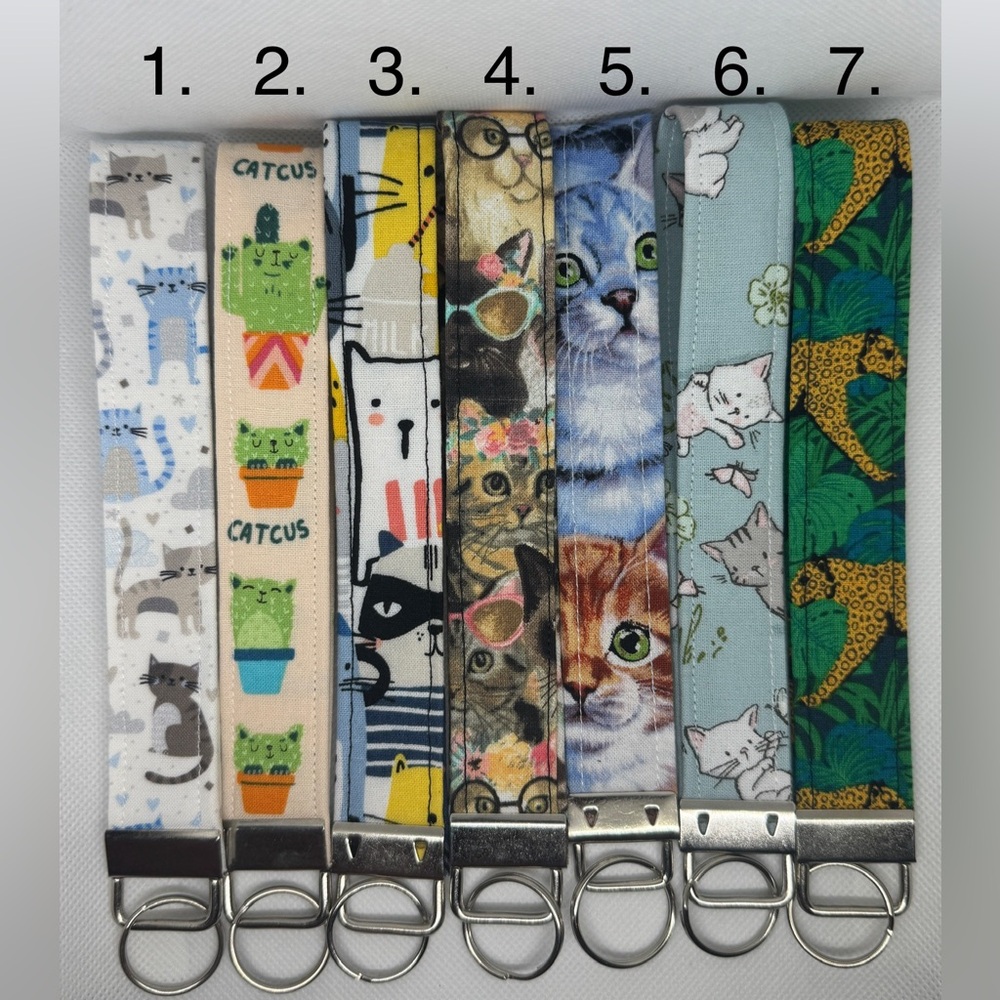 Cat Patterned Wristlet Keychain